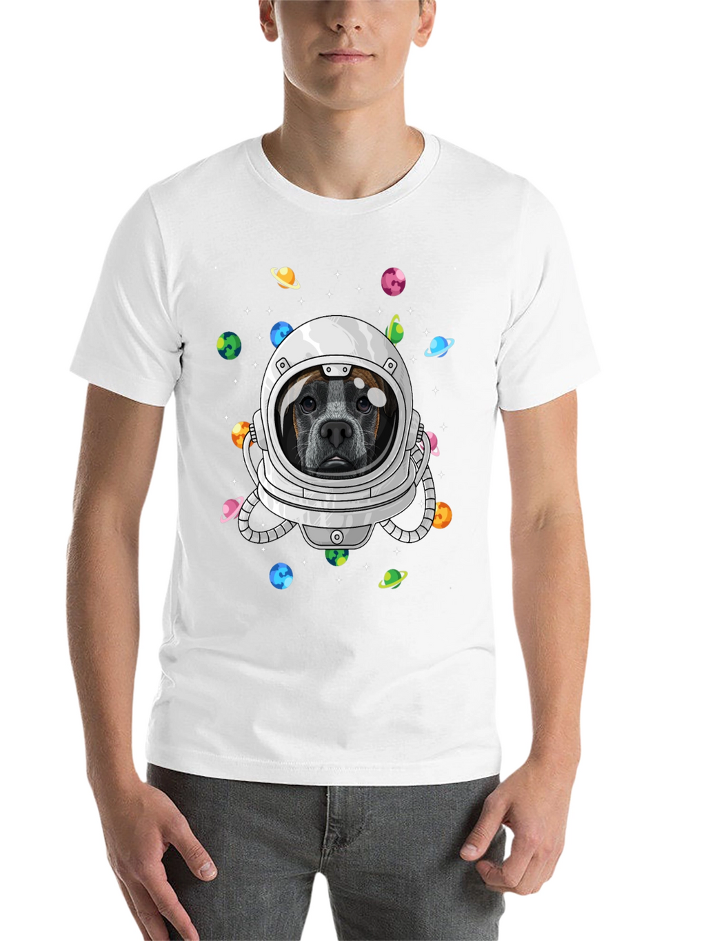 Dog Astronaut Graphic Tee - Outer Space Pup T-Shirt