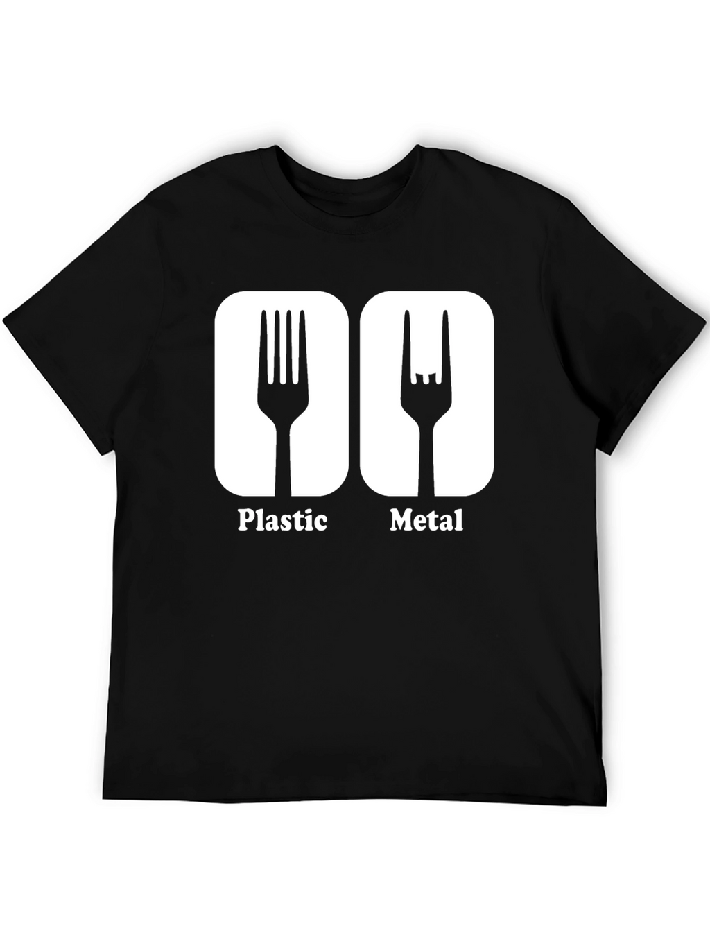Humorous Plastic Metal Fork Graphic T-Shirt
