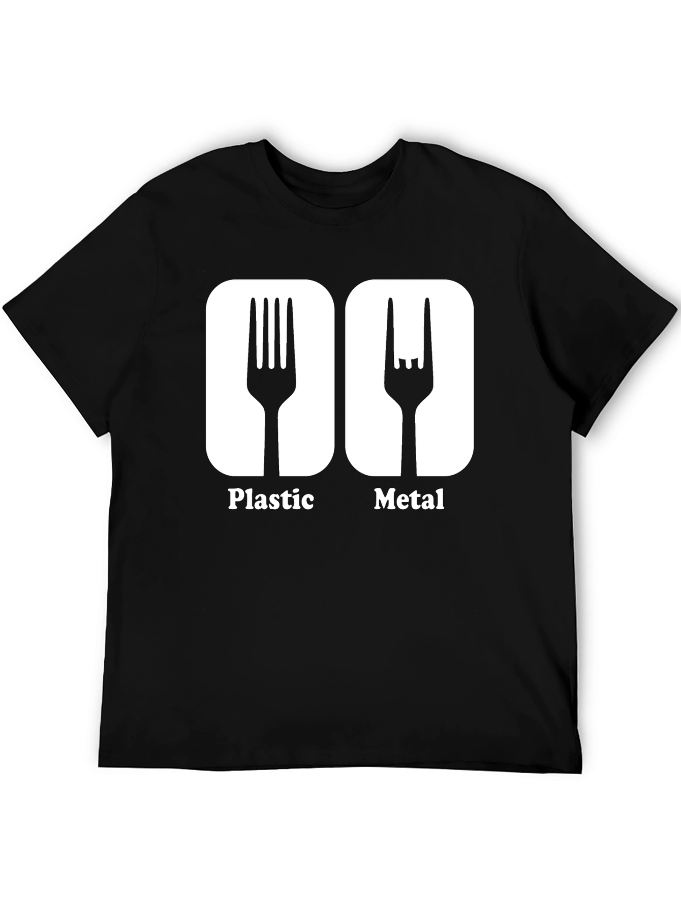 Humorous Plastic Metal Fork Graphic T-Shirt