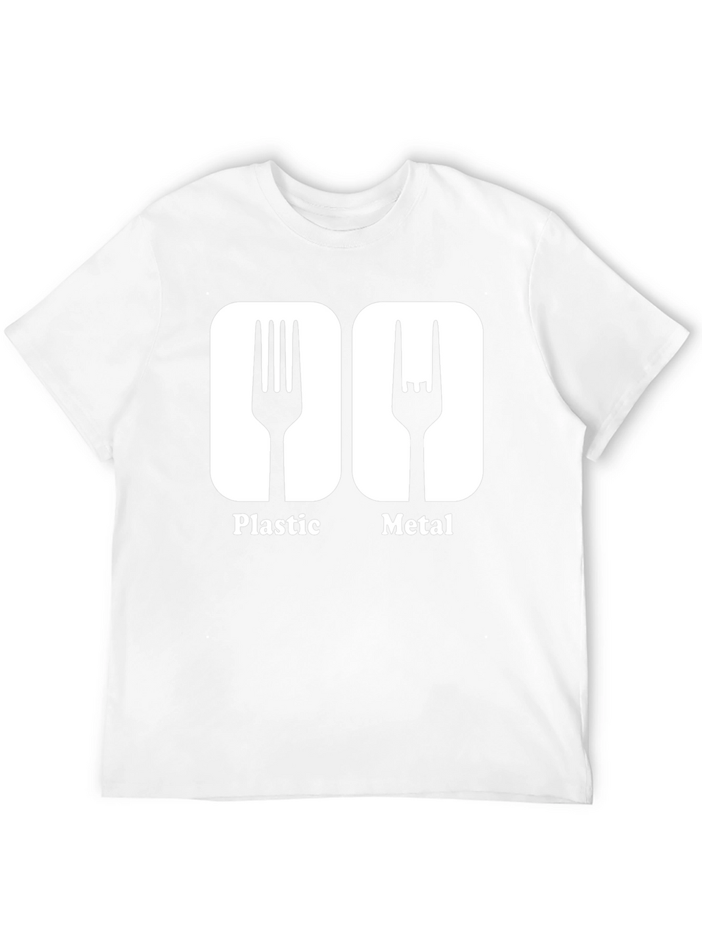 Humorous Plastic Metal Fork Graphic T-Shirt