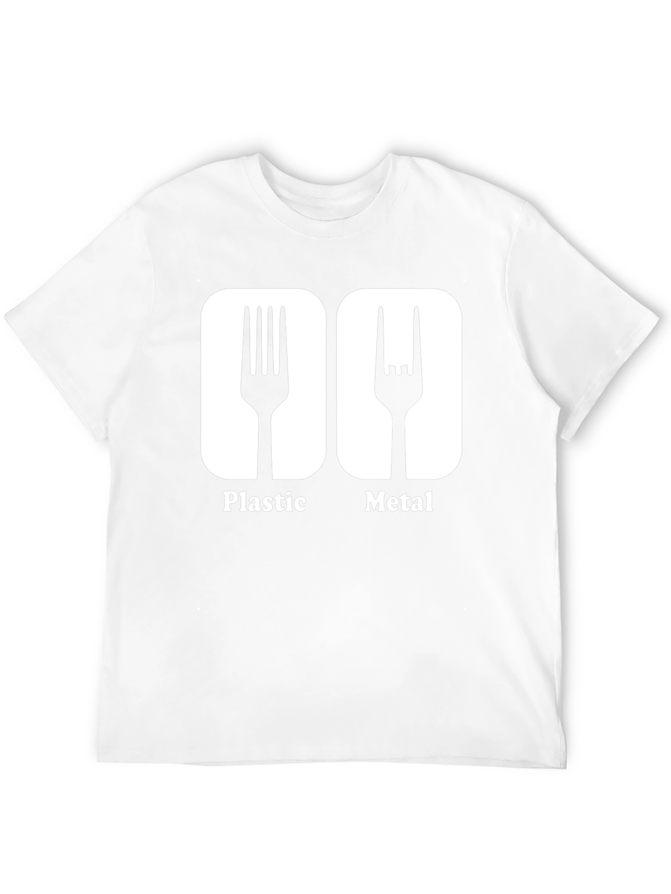 Humorous Plastic Metal Fork Graphic T-Shirt