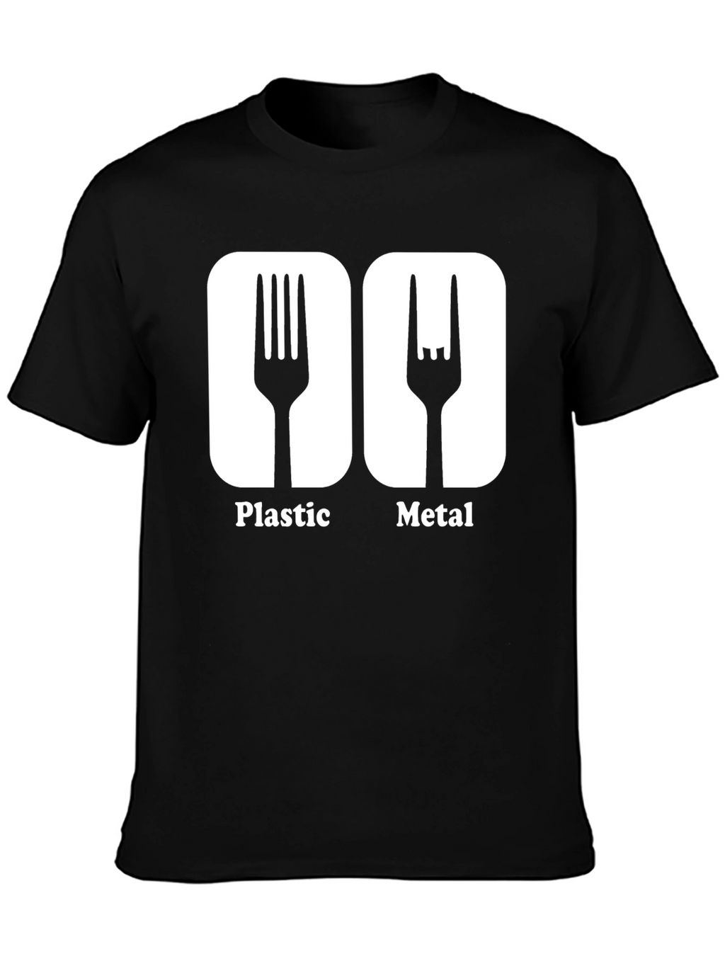 Humorous Plastic Metal Fork Graphic T-Shirt