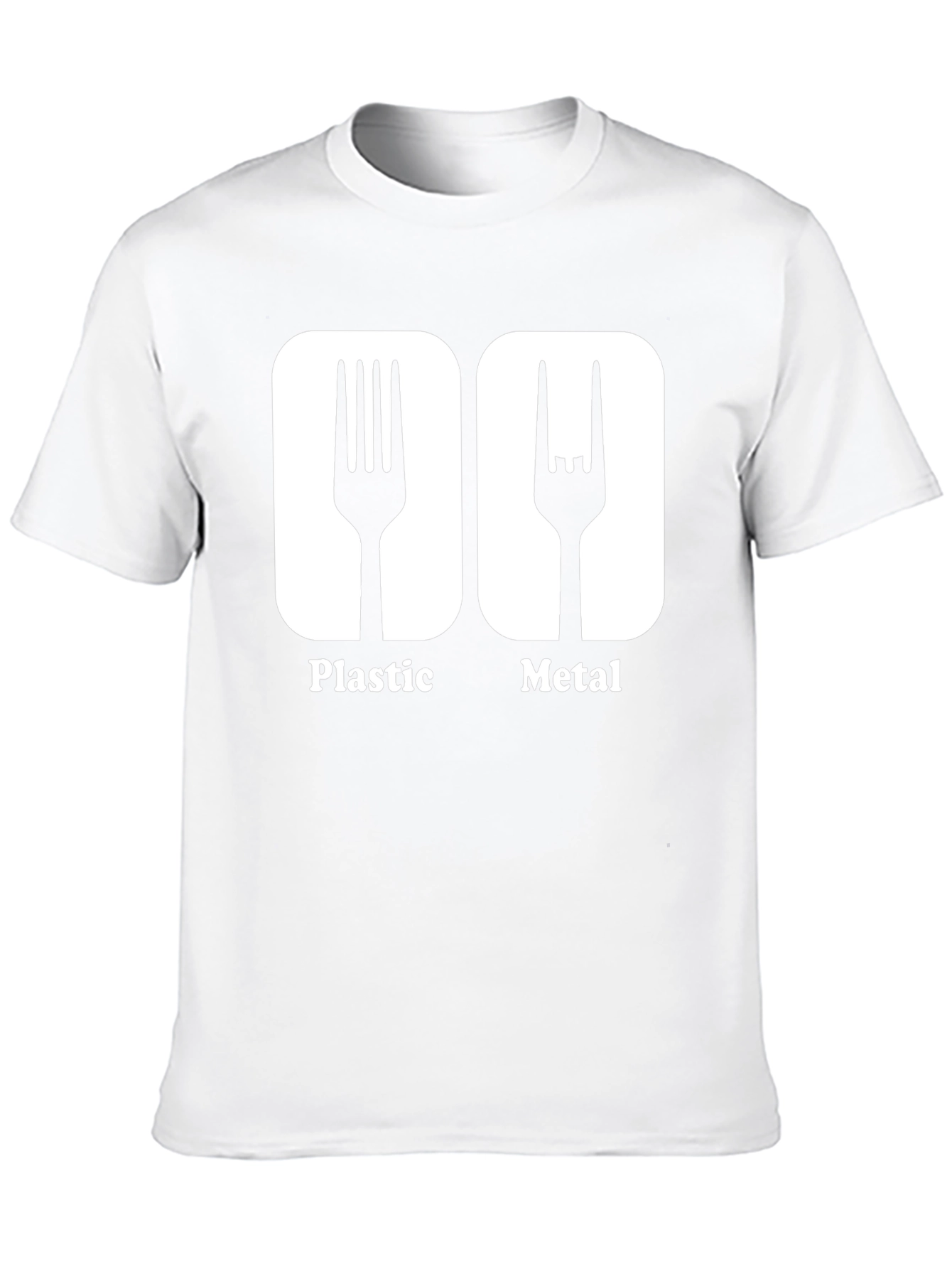 Humorous Plastic Metal Fork Graphic T-Shirt
