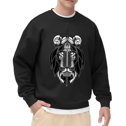 Abstract Bear Head Sweatshirt | Gothic Line Art Animal Graphic Crewneck, Minimalist Symmetrical Pullover Top, Bear Lover Gift for Men Women