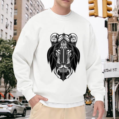 Abstract Bear Head Sweatshirt | Gothic Line Art Animal Graphic Crewneck, Minimalist Symmetrical Pullover Top, Bear Lover Gift for Men Women