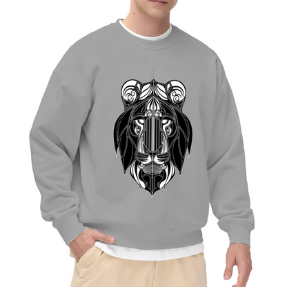 Abstract Bear Head Sweatshirt | Gothic Line Art Animal Graphic Crewneck, Minimalist Symmetrical Pullover Top, Bear Lover Gift for Men Women