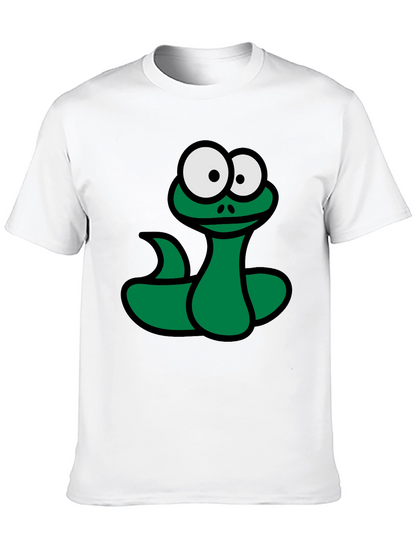 Cartoon Snake Graphic T-Shirt - Black Fun Design