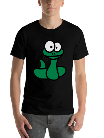 Cartoon Snake Graphic T-Shirt - Black Fun Design