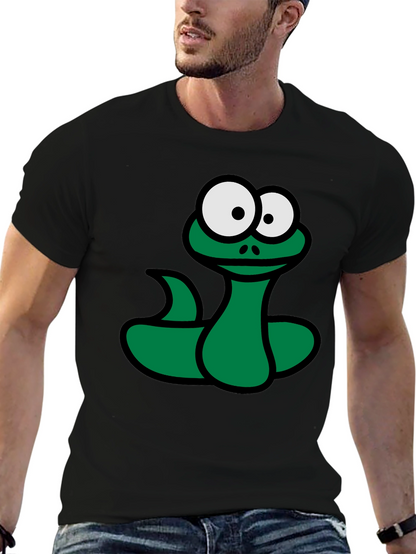 Cartoon Snake Graphic T-Shirt - Black Fun Design