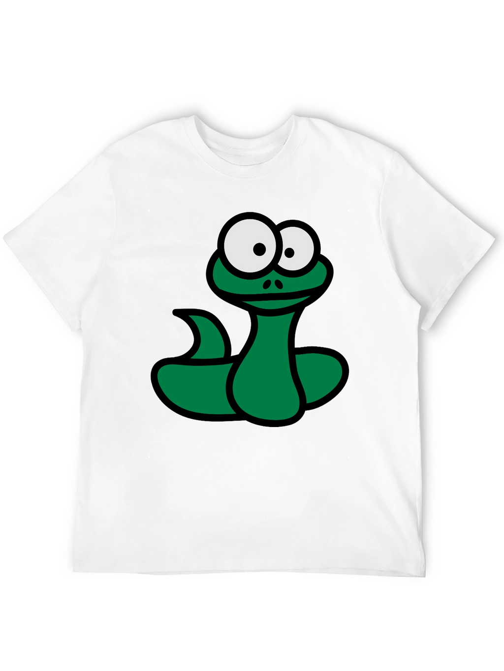 Cartoon Snake Graphic T-Shirt - Black Fun Design