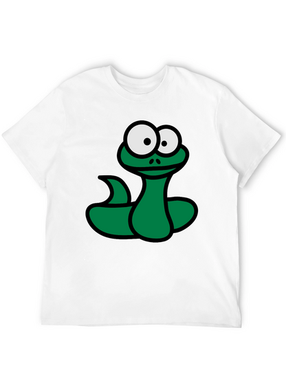 Cartoon Snake Graphic T-Shirt - Black Fun Design