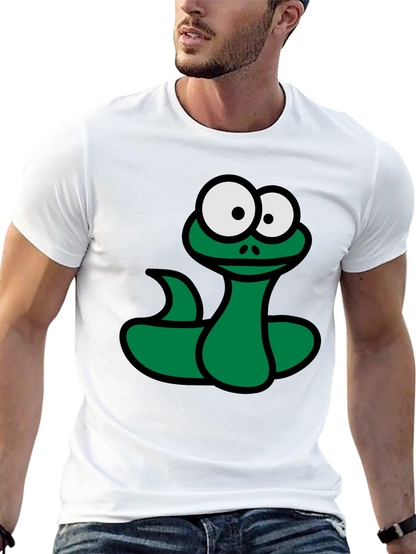 Cartoon Snake Graphic T-Shirt - Black Fun Design
