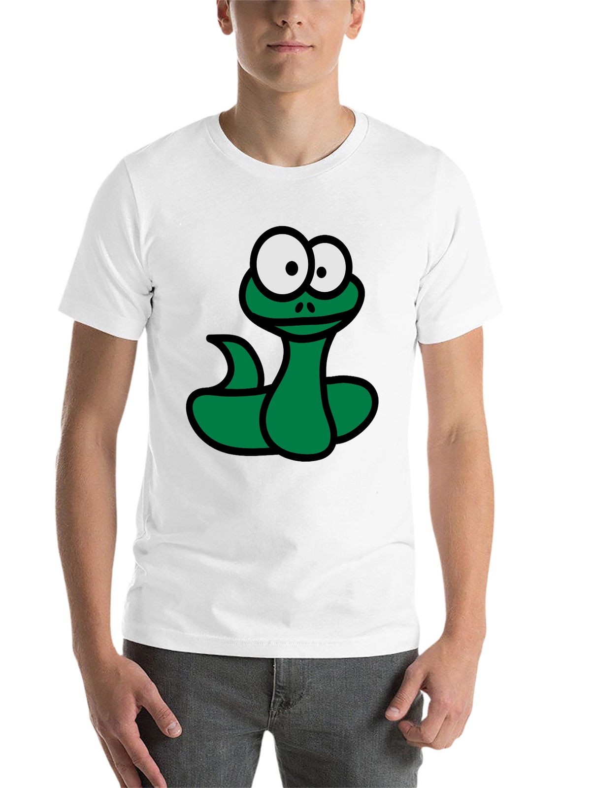Cartoon Snake Graphic T-Shirt - Black Fun Design