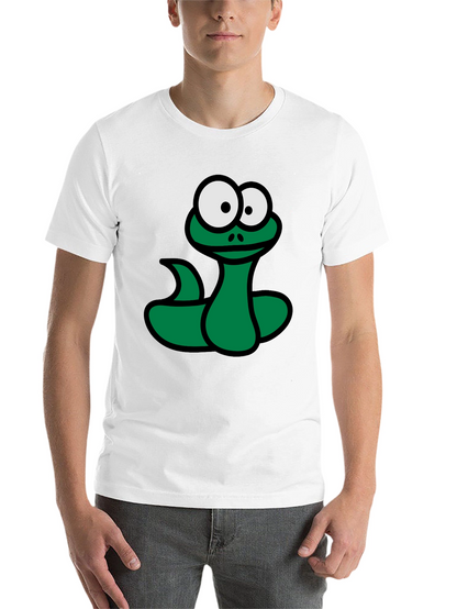 Cartoon Snake Graphic T-Shirt - Black Fun Design