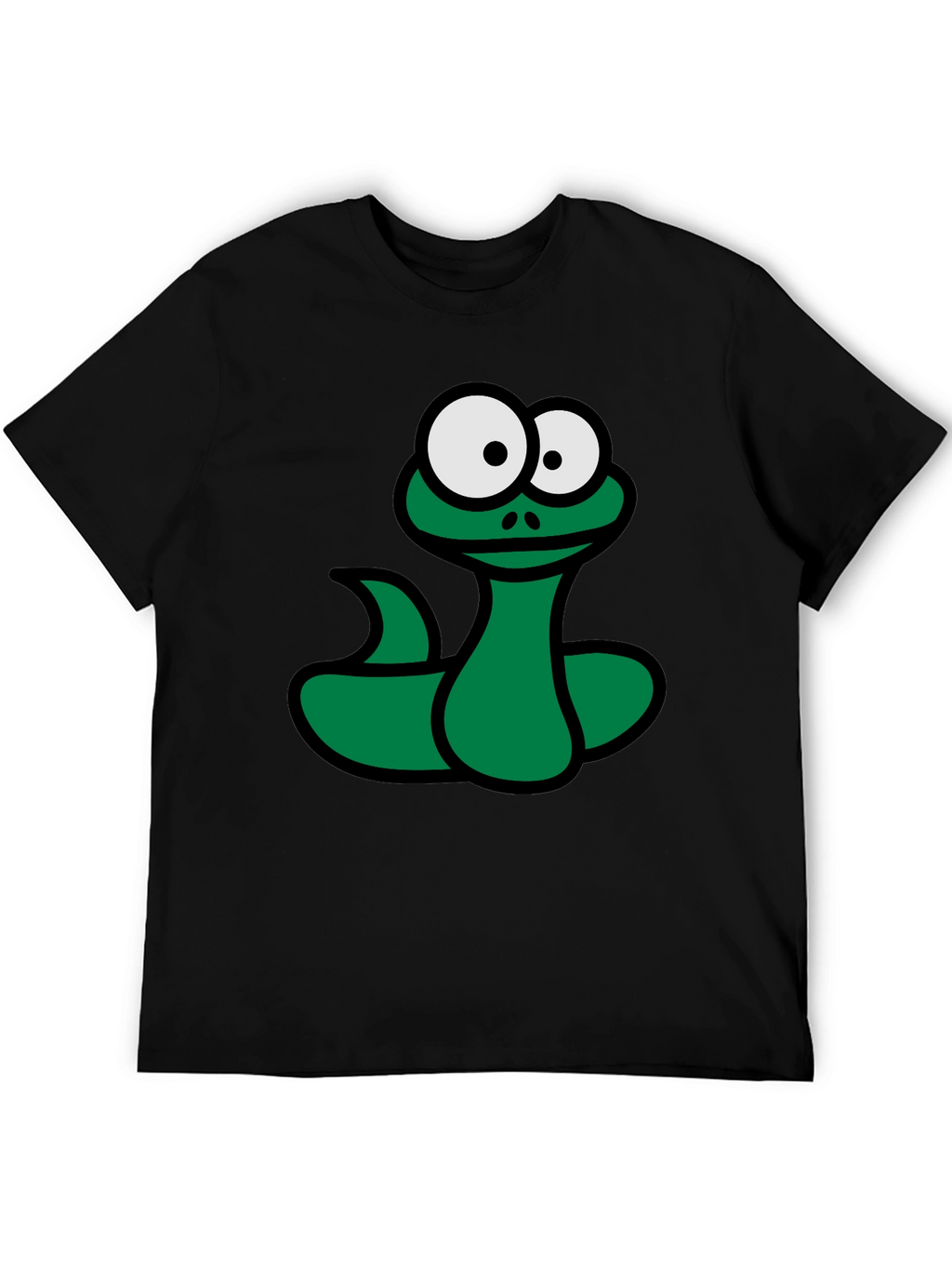 Cartoon Snake Graphic T-Shirt - Black Fun Design