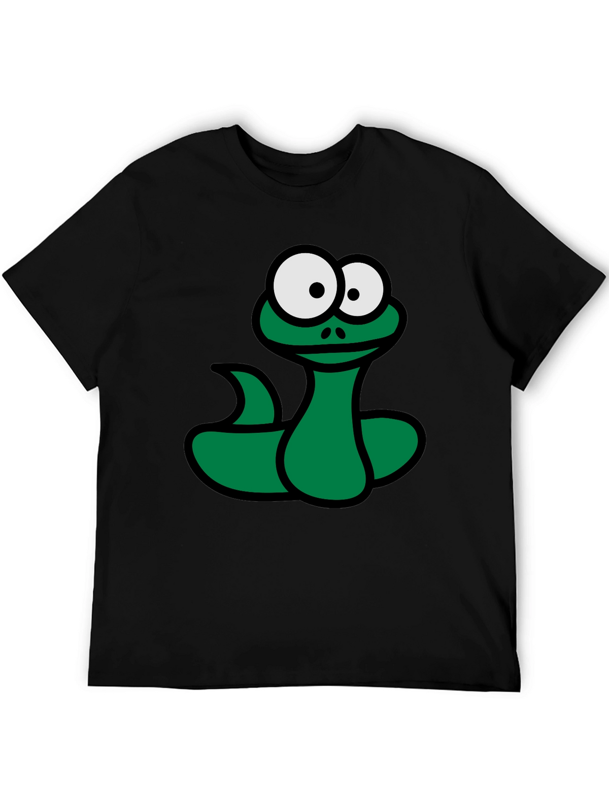 Cartoon Snake Graphic T-Shirt - Black Fun Design