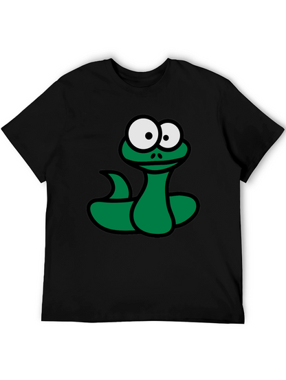 Cartoon Snake Graphic T-Shirt - Black Fun Design