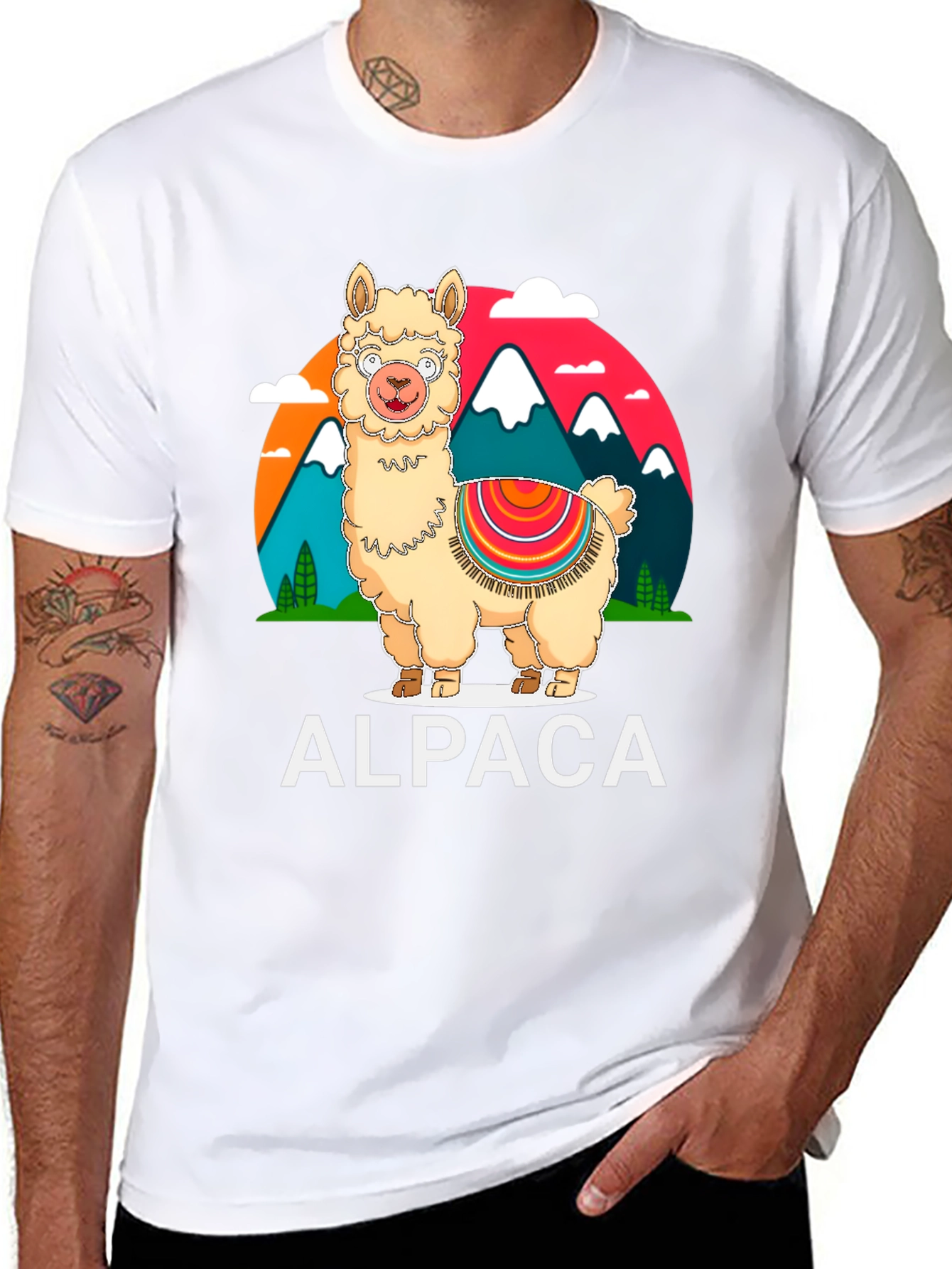 Alpaca Graphic Tee - Mountain Design T-Shirt