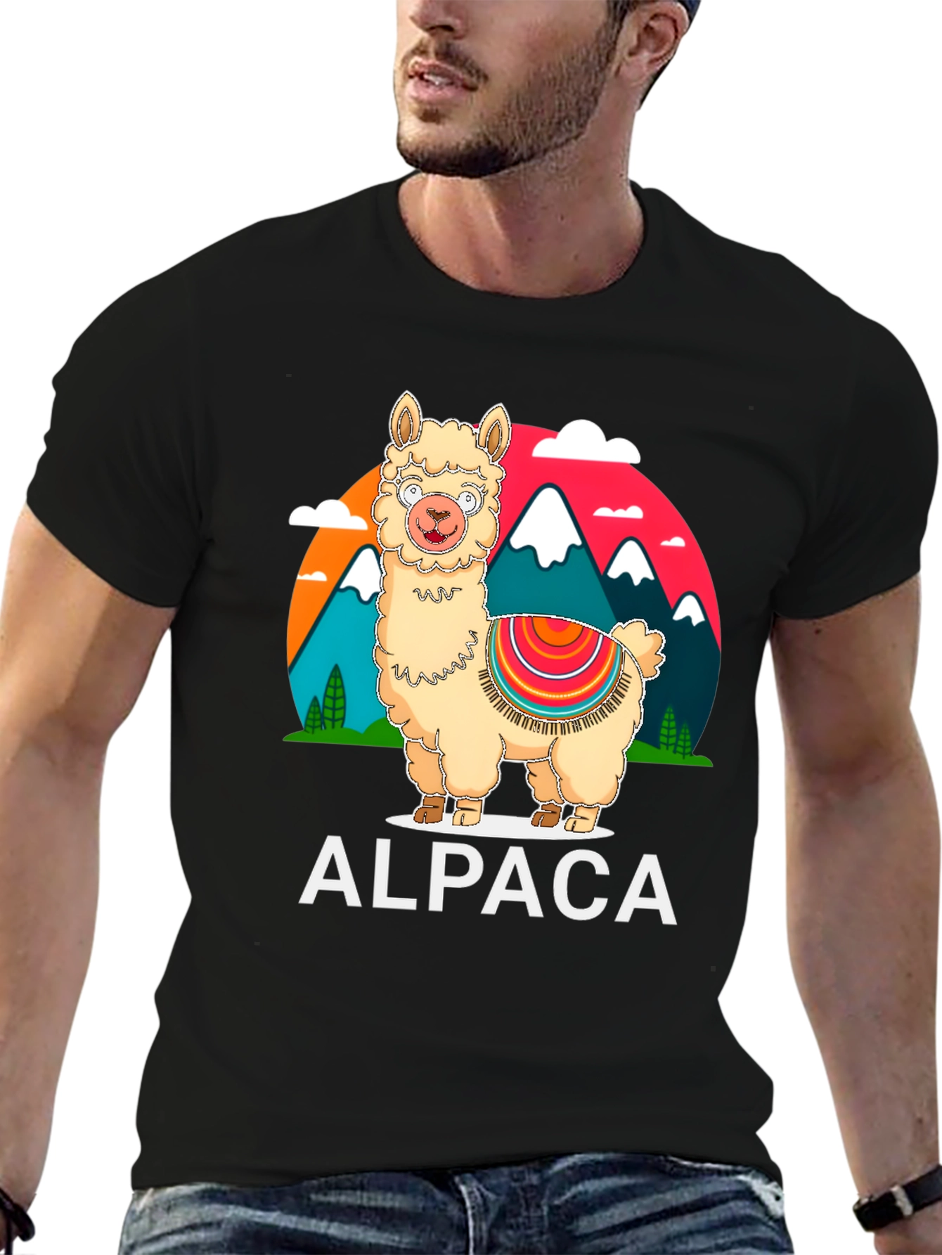 Alpaca Graphic Tee - Mountain Design T-Shirt