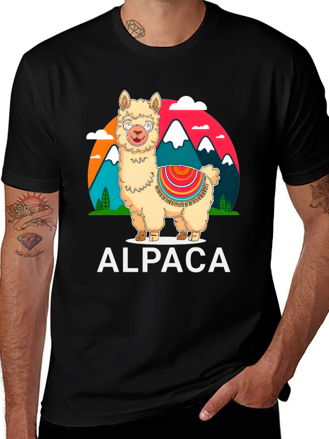 Alpaca Graphic Tee - Mountain Design T-Shirt