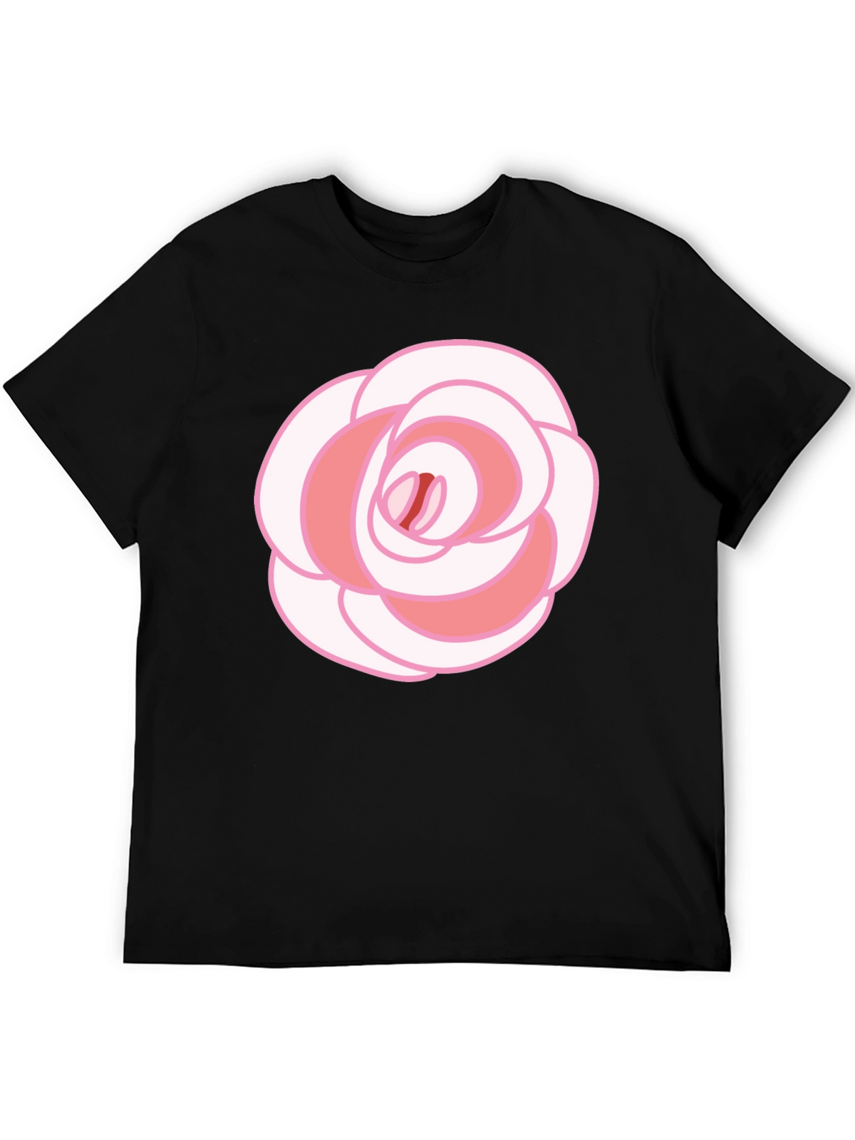 Rose Graphic T-Shirt - Black Cotton Blend