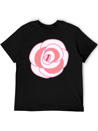 Rose Graphic T-Shirt - Black Cotton Blend
