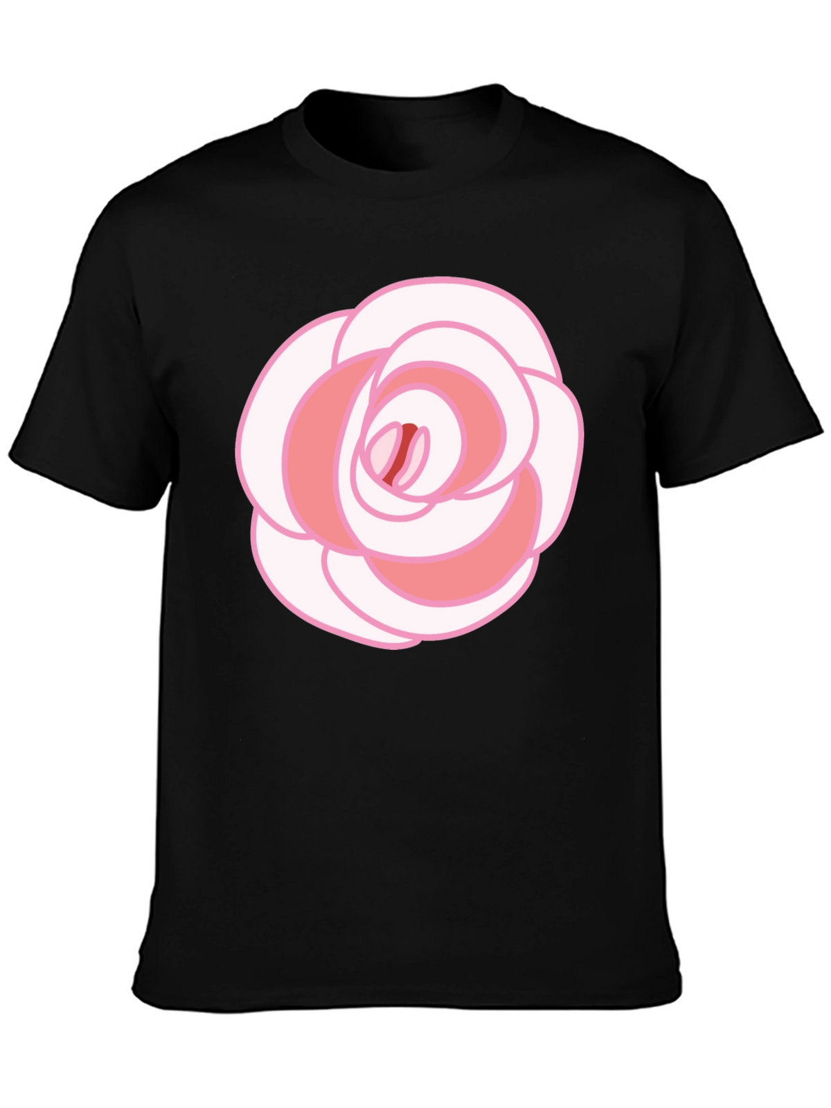 Rose Graphic T-Shirt - Black Cotton Blend