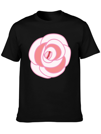 Rose Graphic T-Shirt - Black Cotton Blend