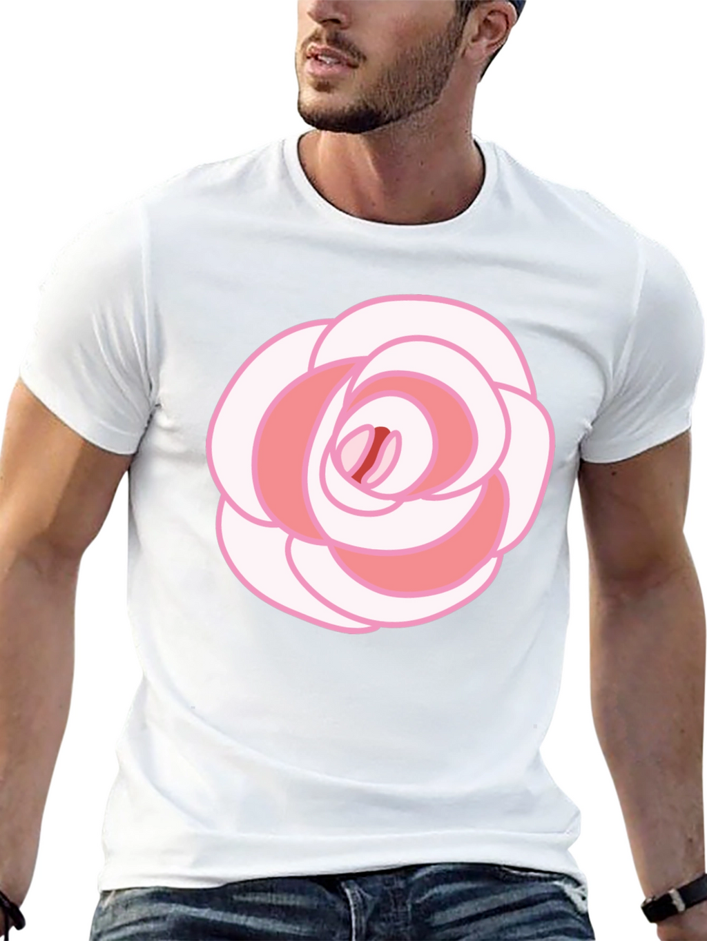 Rose Graphic T-Shirt - Black Cotton Blend