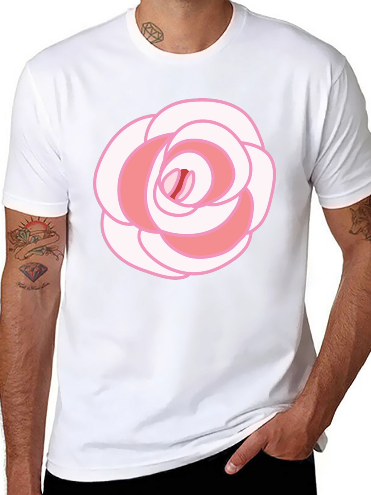 Rose Graphic T-Shirt - Black Cotton Blend