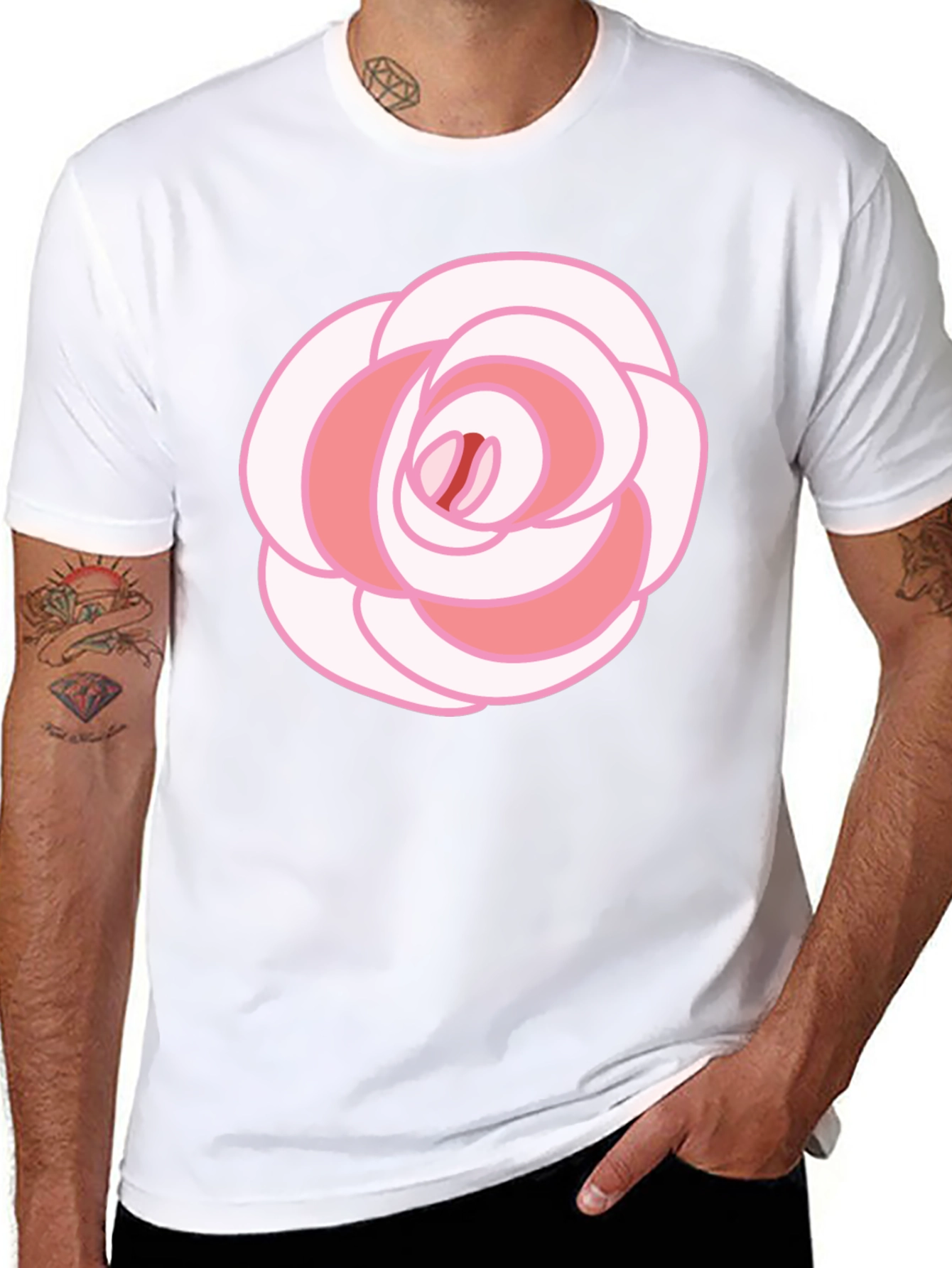 Rose Graphic T-Shirt - Black Cotton Blend