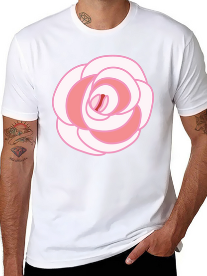 Rose Graphic T-Shirt - Black Cotton Blend