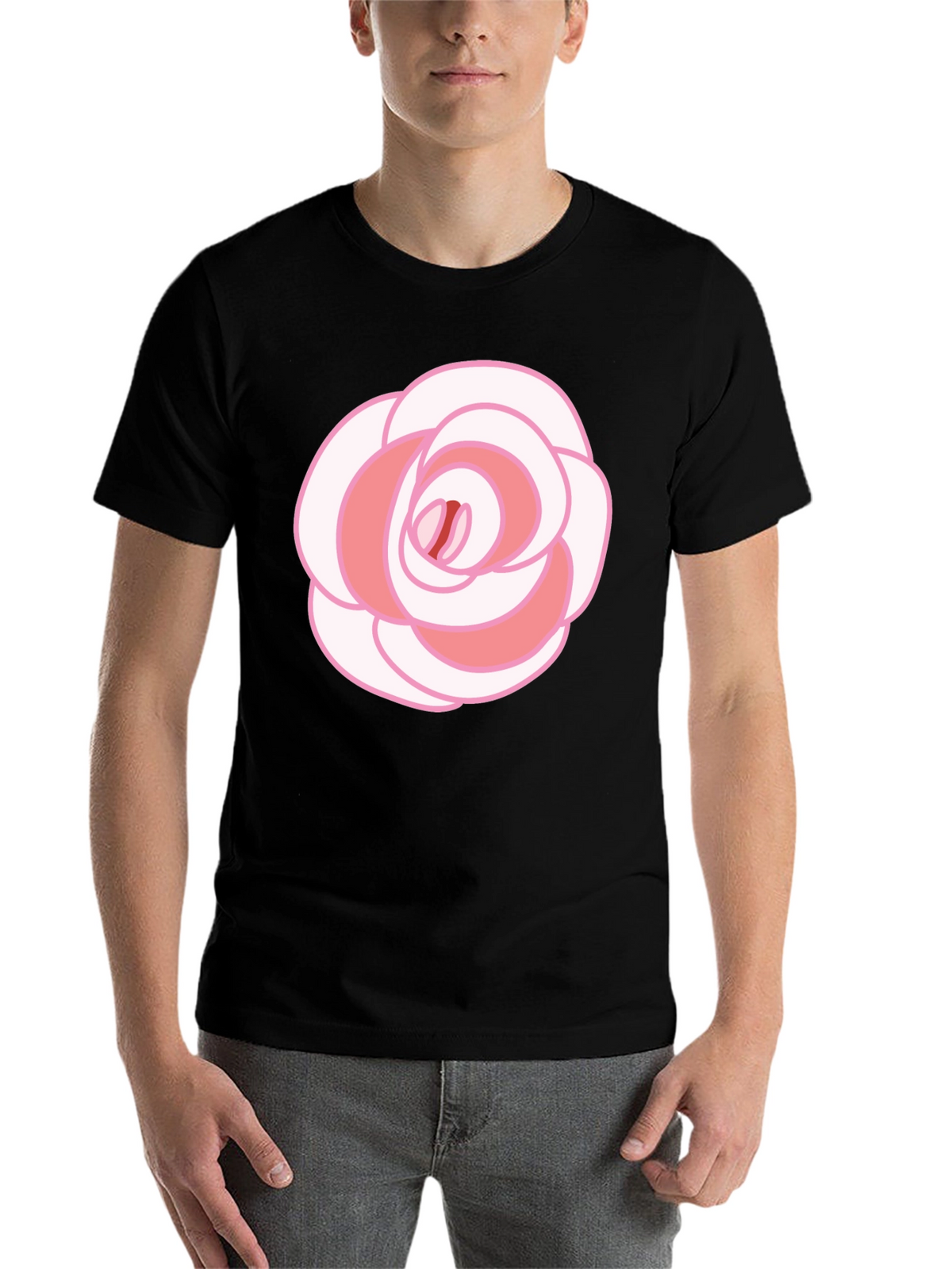 Rose Graphic T-Shirt - Black Cotton Blend