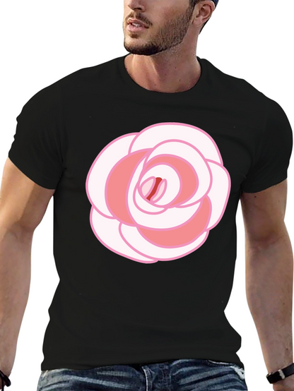 Rose Graphic T-Shirt - Black Cotton Blend