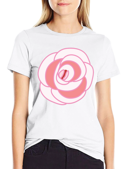 Rose Graphic T-Shirt - Black Cotton Blend