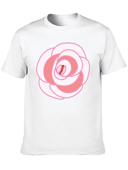 Rose Graphic T-Shirt - Black Cotton Blend