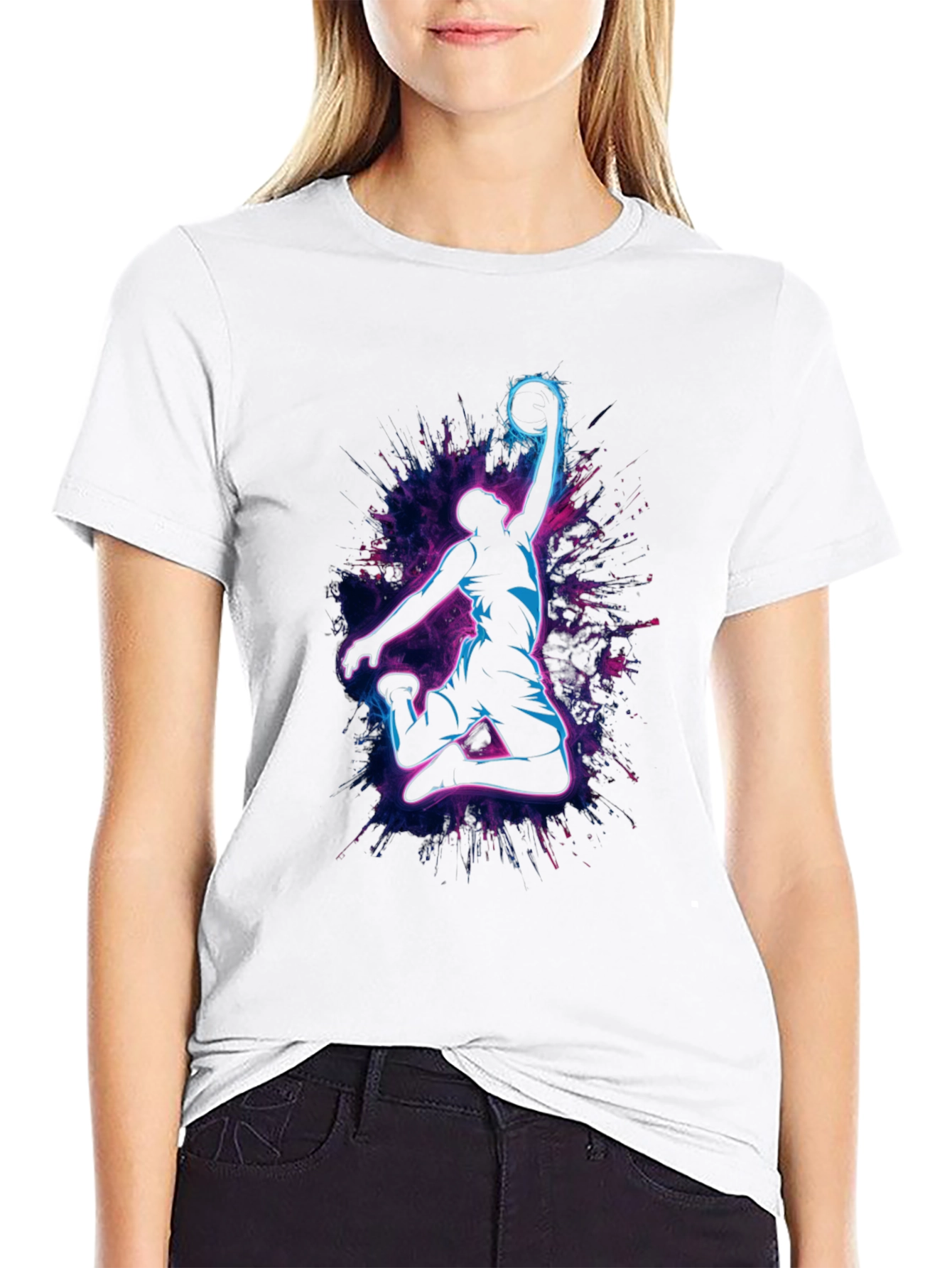 Neon Basketball Dunk T-Shirt - Stylish Graphic Tee