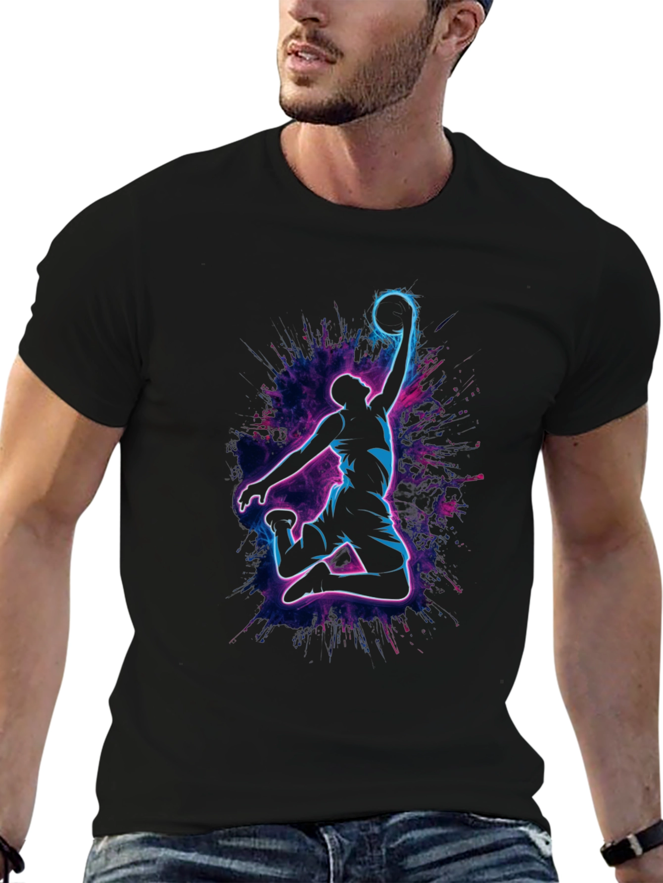 Neon Basketball Dunk T-Shirt - Stylish Graphic Tee
