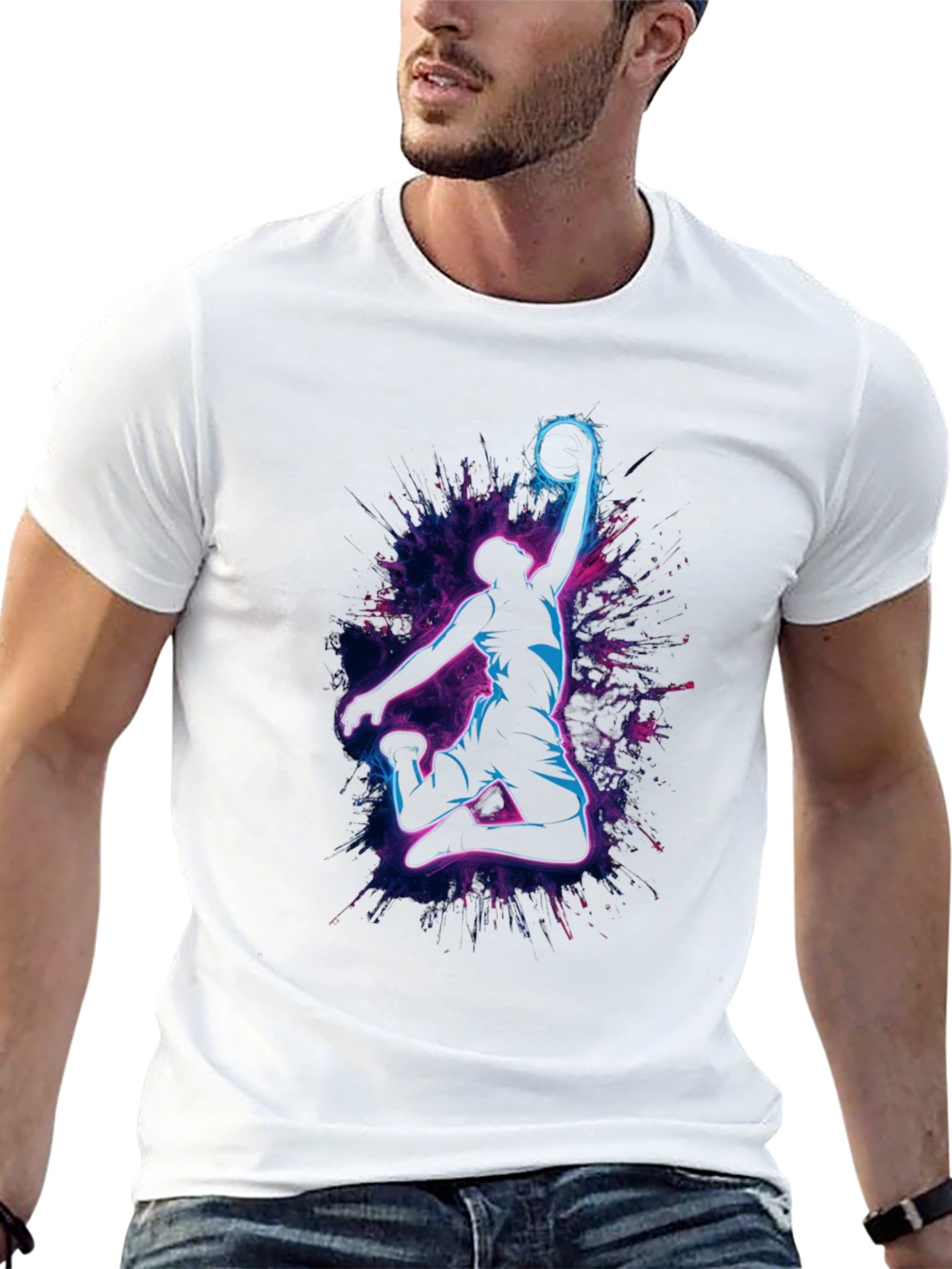 Neon Basketball Dunk T-Shirt - Stylish Graphic Tee