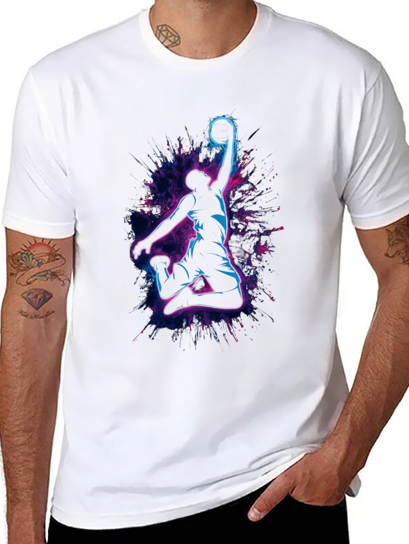 Neon Basketball Dunk T-Shirt - Stylish Graphic Tee