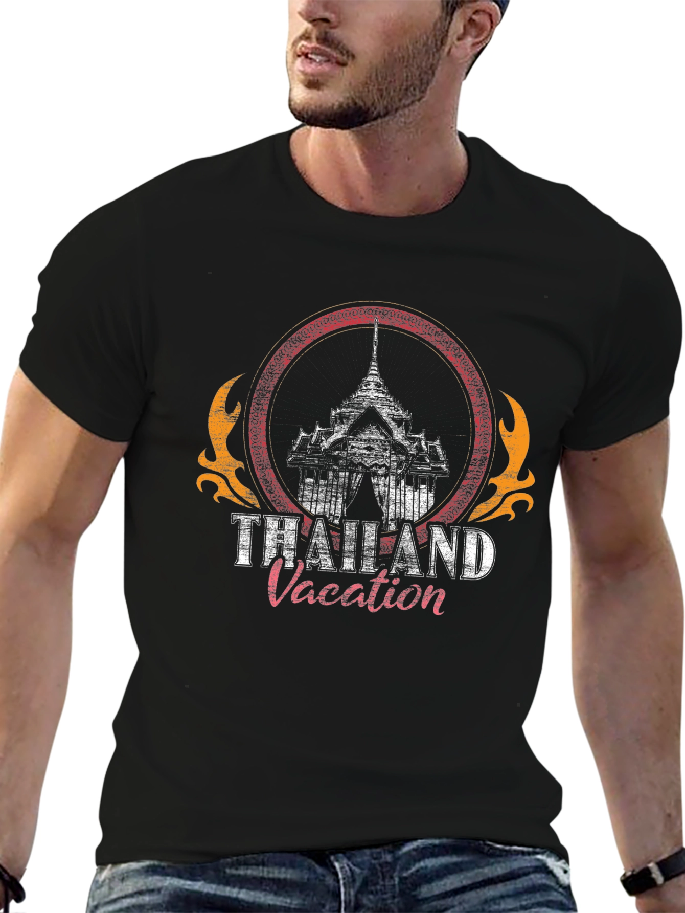 Thailand Vacation Graphic T-Shirt - Black