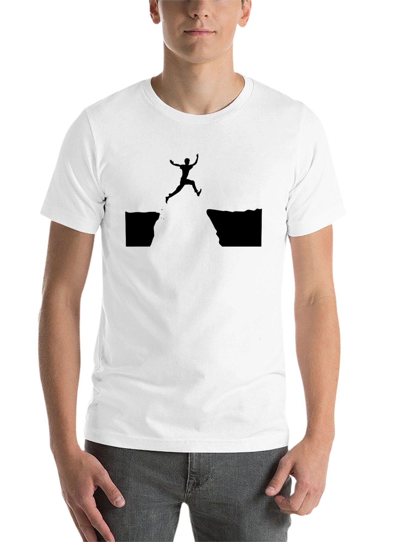 Leap of Faith Graphic Tee - Black Cotton T-Shirt