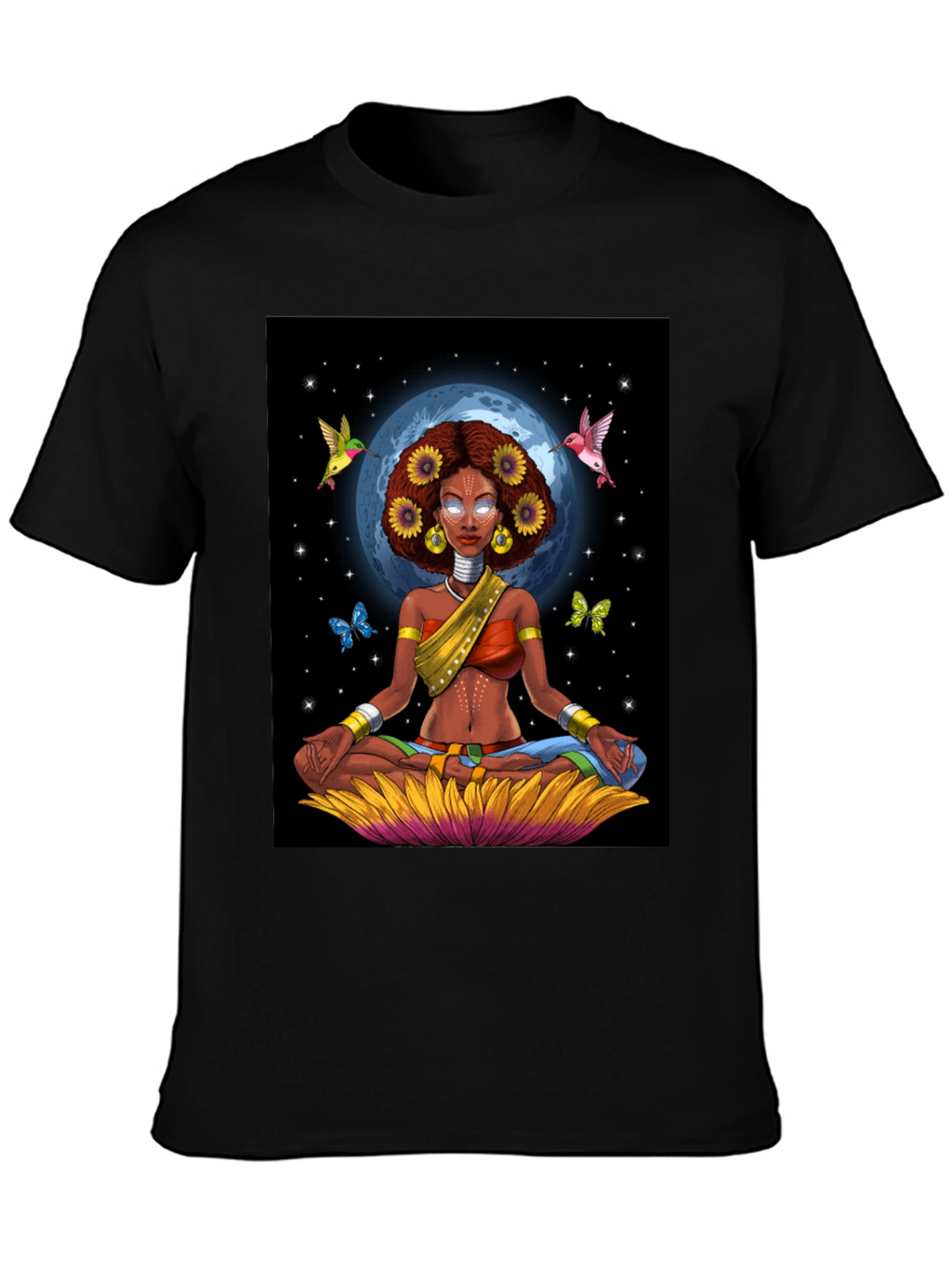 Meditating Woman Graphic Tee - Celestial Zen Style