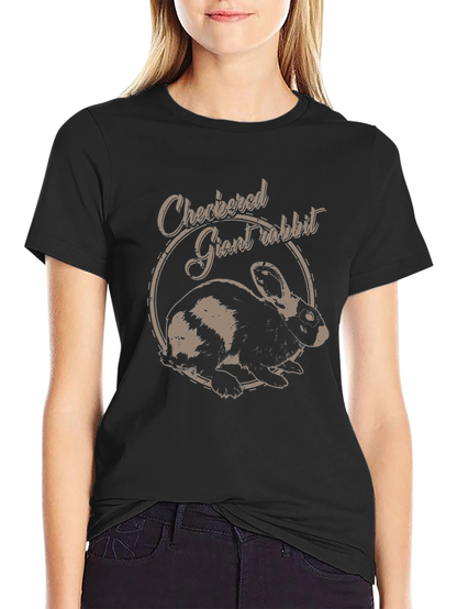 Checkered Giant Rabbit Graphic T-Shirt