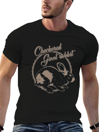 Checkered Giant Rabbit Graphic T-Shirt