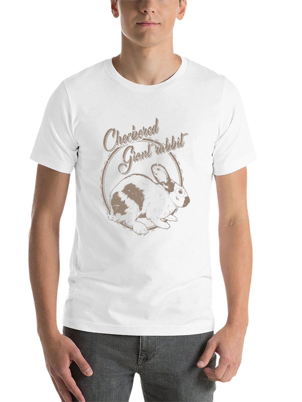 Checkered Giant Rabbit Graphic T-Shirt