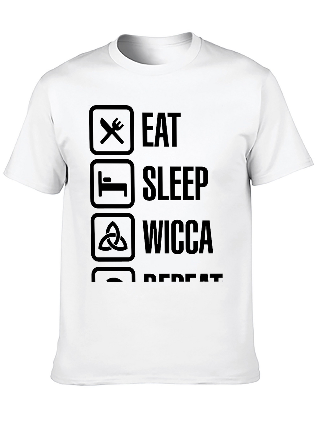 Eat Sleep Wicca Repeat T-Shirt - Black Casual Tee