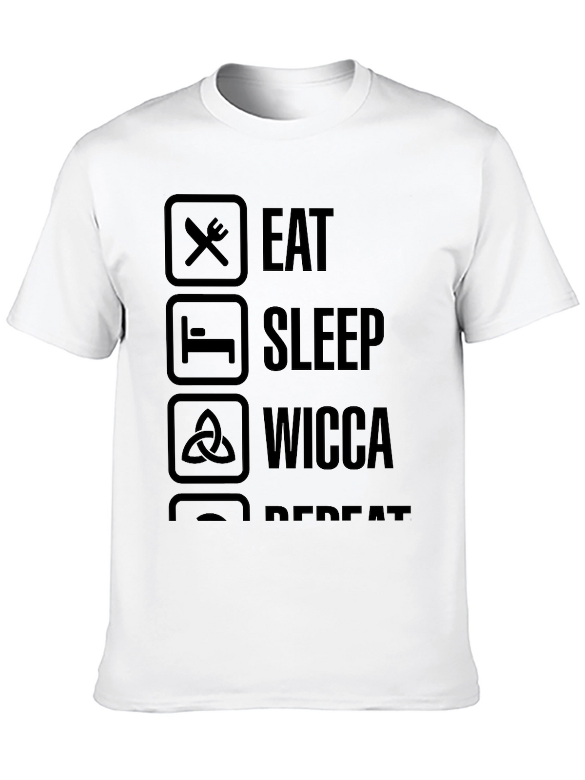 Eat Sleep Wicca Repeat T-Shirt - Black Casual Tee
