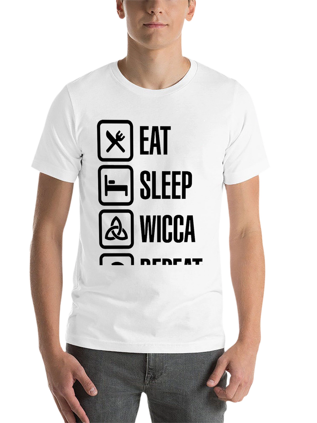 Eat Sleep Wicca Repeat T-Shirt - Black Casual Tee