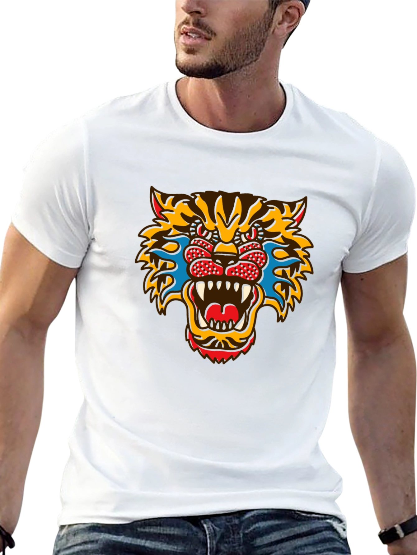 Bold Graphic Tee - Fierce Tiger Print